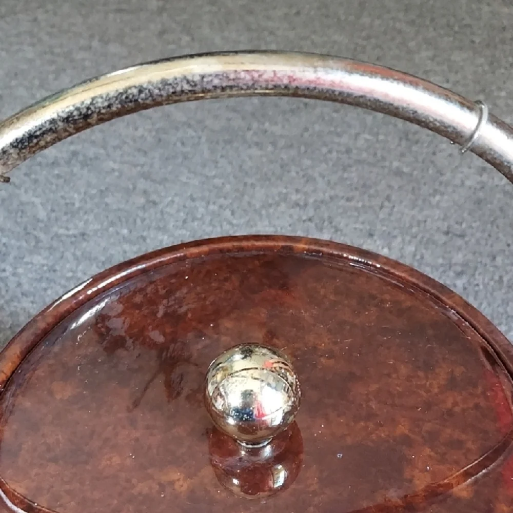 Vintage MCM, Brown Ice Bucket with Goldtone Handle